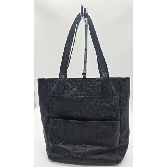 Fossil pebbled Black Leather Tote Bag With Dual Handles & Outer Pocket - Picture 4 of 11